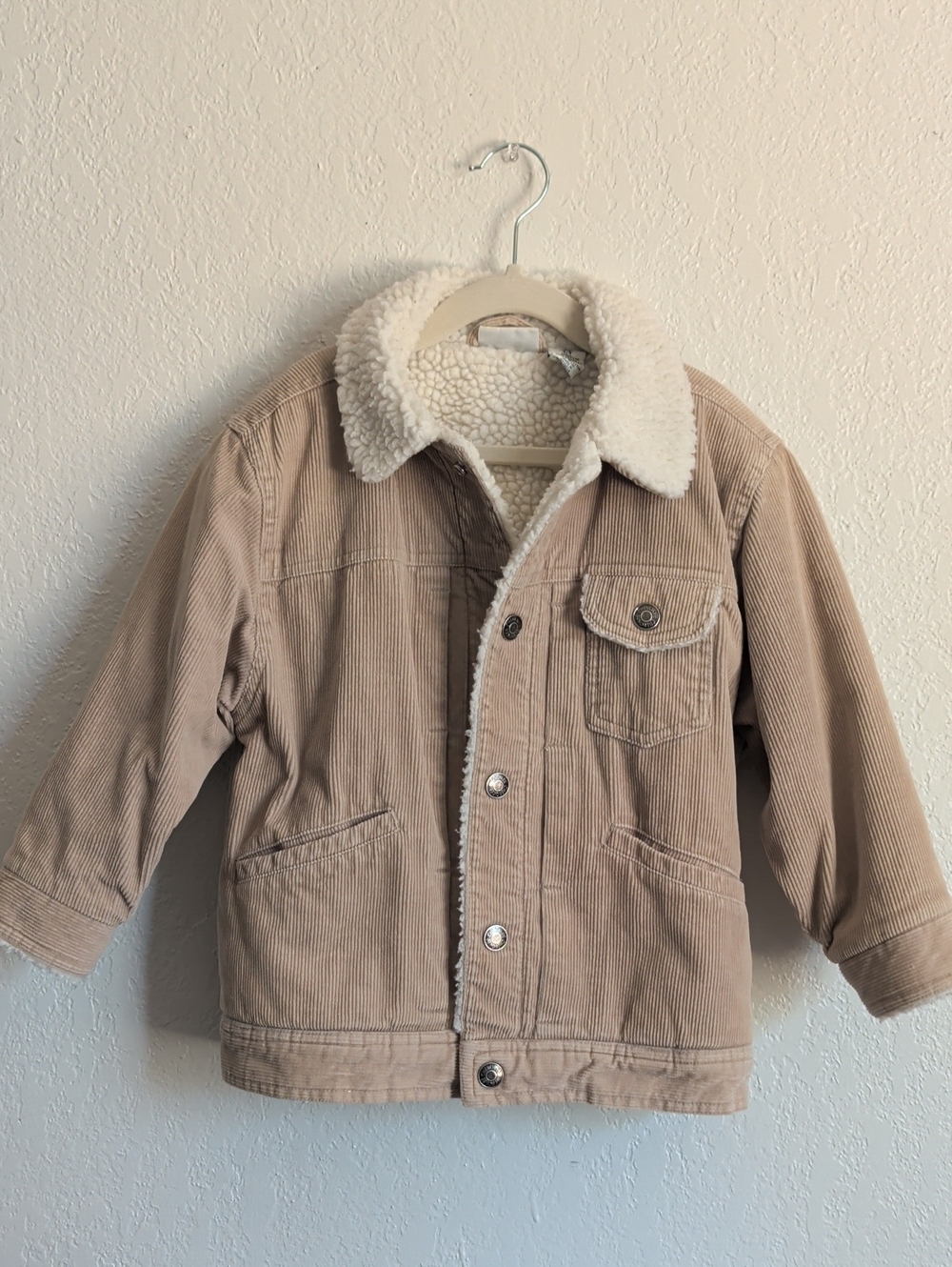 Kids Barn Coat Sz 4-5 Cotton Corduroy w/Sherpa Lining